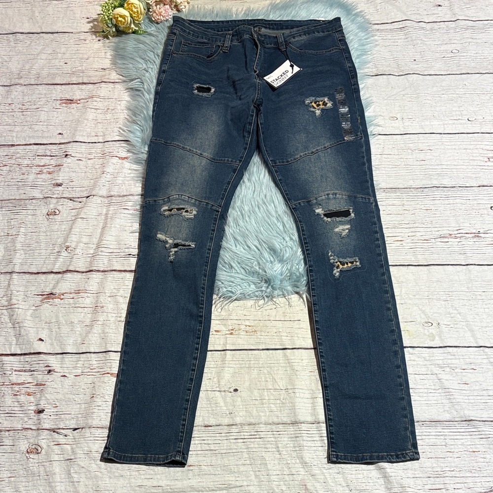 NWT Rue21 Stacked Skinny Supreme Flex Distressed Jeans sz 36X32